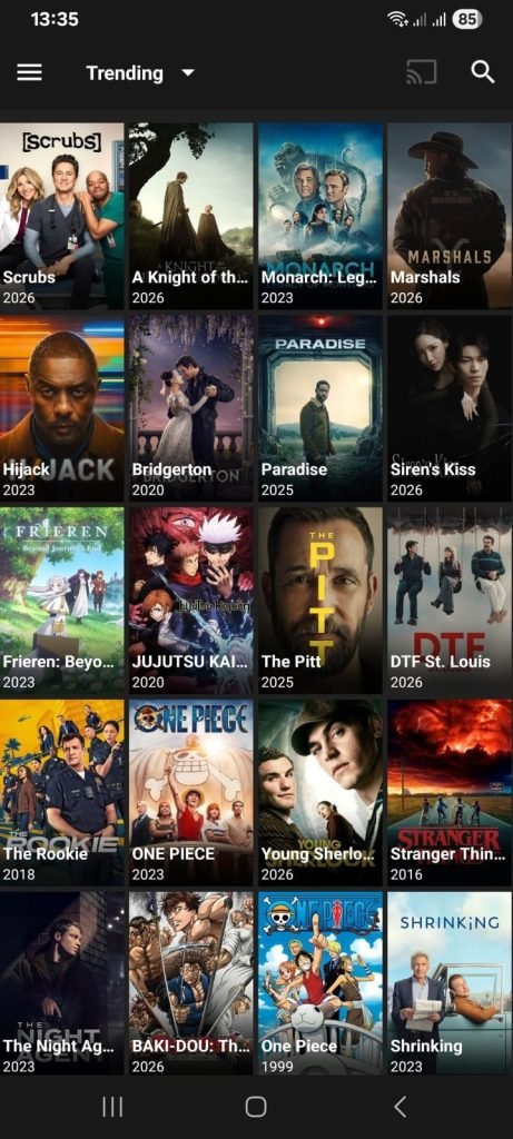 StreamNest app home screen